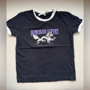 Pull&Bear Black Ringer Tee with White Trim